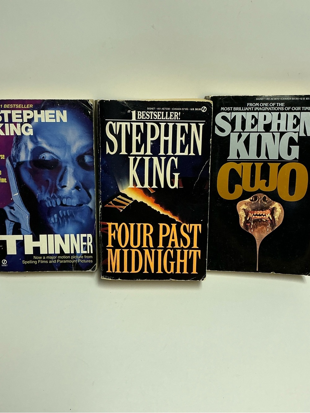 Stephen King Paperback Book Lot- Cujo, Thinner, Fur Past Midnight